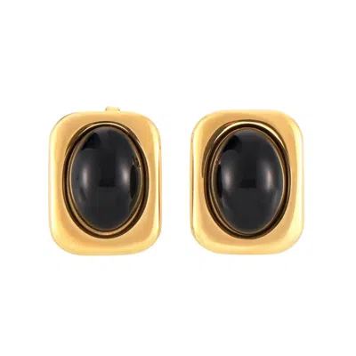 Arella Women's Gold / Black Jasmine Vintage Button Earrings