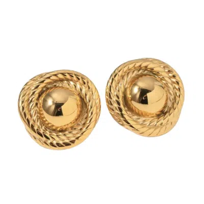 Arella Women's Gold Coco Vintage Button Earrings