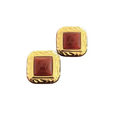Arella Women's Gold / Red Margot Vintage Earrings
