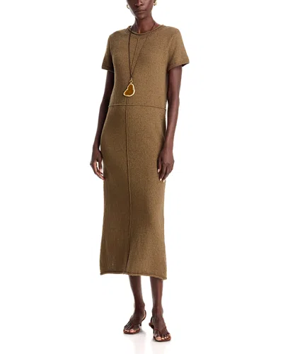A.ren A. Ren Blythe Cotton Blend Short Sleeve Midi Dress In Mocha