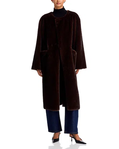 A.ren A. Ren Calloway Faux Fur Long Sleeve Coat In Black