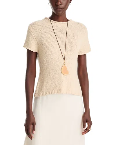 A.ren A. Ren Cameron Cotton Blend Short Sleeve Top In Taupe