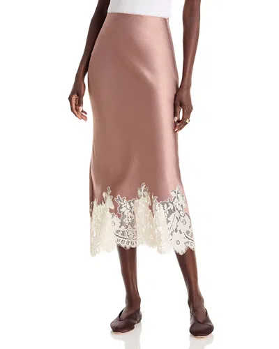 A.ren A. Ren Celeste Contrast Lace Midi Skirt In Pink