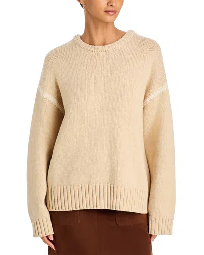 A.ren A. Ren Chantal Crewneck Blanket Stitch Sweater In Neutral