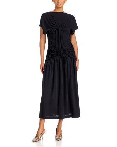 A.ren A. Ren Emi Short Sleeve Flare Midi Dress In Black