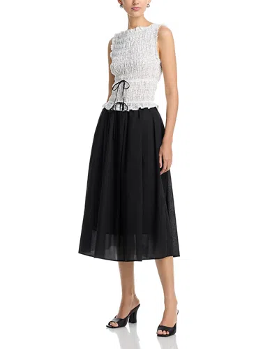 A.ren A. Ren Gioia Smocked Dress In White