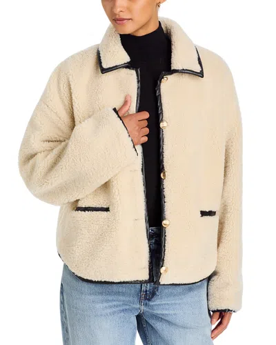 A.ren A. Ren Lyndon Long Sleeve Sherpa Button Down Jacket In Neutral
