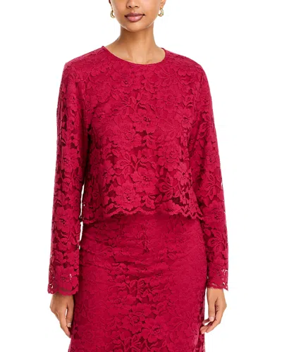 A.ren A. Ren Monreaux Long Sleeve Lace Crop Top In Red
