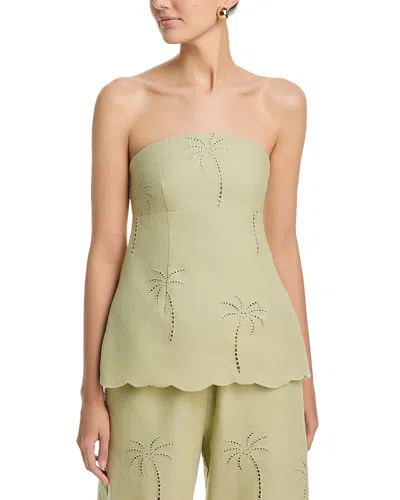 A.ren A. Ren Ramona Strapless Eyelet Top In Green