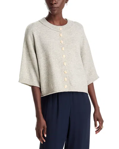 A.ren A. Ren Romane Button Front Short Sleeve Sweater In Heather Grey