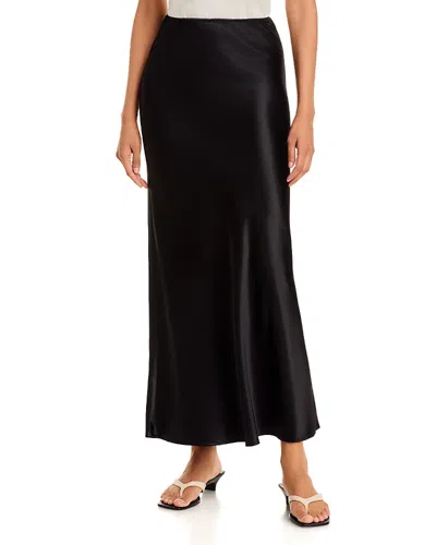 A.ren A. Ren Tara Satin Midi Skirt In Black