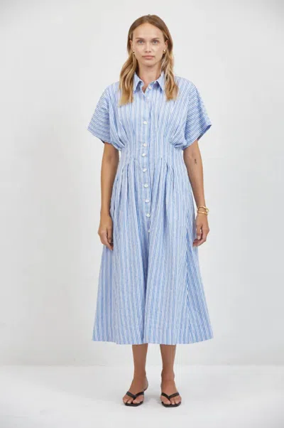 A.ren Aster Striped Shirtdress In Light Blue