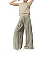 A.ren Berdux Pleated Wide Leg Pants In Pewter In Green