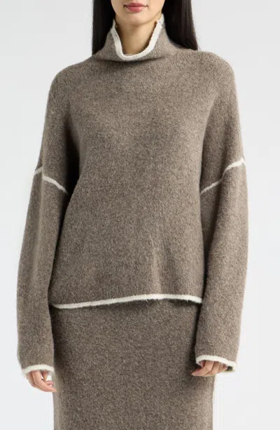 A.ren Brienne Relaxed Mock Neck Sweater In Mocha