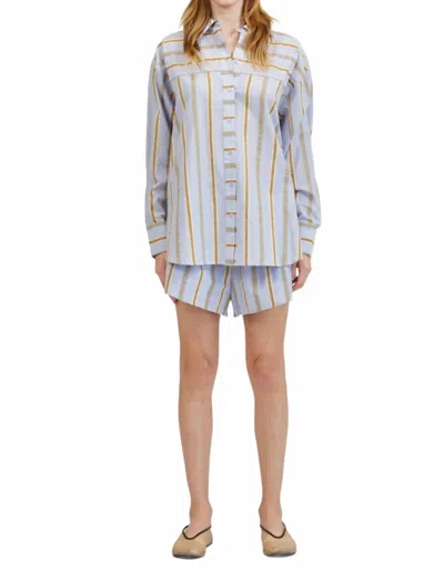 A.ren Bryce Stripe Pull-on Shorts In Light Blue