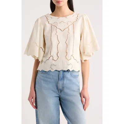 A.ren Cairo Embroidered Top In Cream