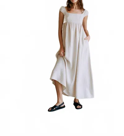 A.ren Cap Sleeve Smocking Maxi Dress In Natural In White