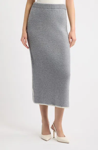 A.ren Chantal Whipstitch Midi Skirt In Gray
