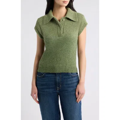 A.ren Charlene Short Sleeve Polo Sweater In Green