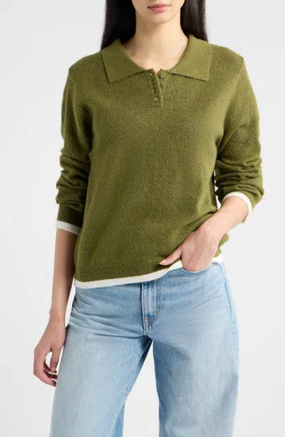 A.ren Charlene Tipped Sweater Polo In Green