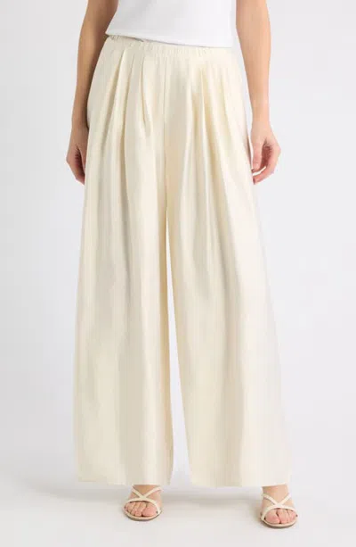 A.ren Chrissa Pleated Wide Leg Pants In White