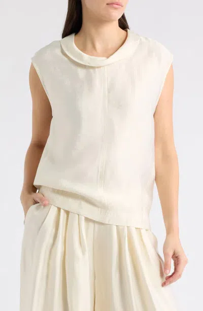 A.ren Chrissa Shawl Collar Sleeveless Top In White