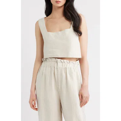 A.ren Christal Crop Linen Tank In Animal Print