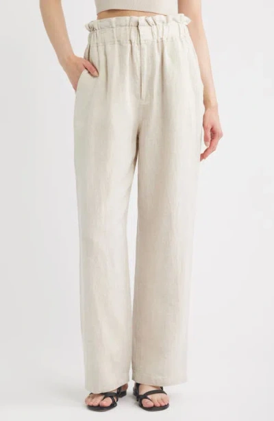A.ren Christal Linen Straight Leg Pants In Animal Print