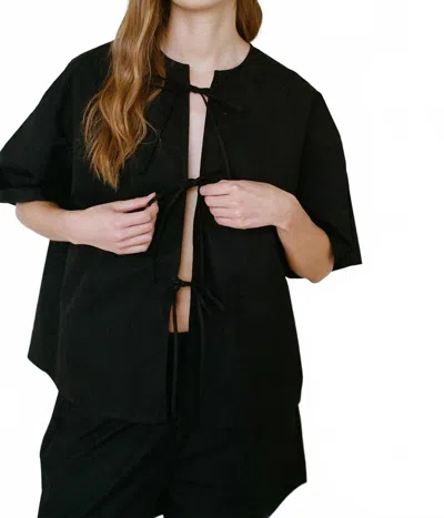 A.ren Cotton Front Tie Top In Black