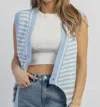 A.ren Daydreamer Asymmetric Button Cardigan In Blue In Blue