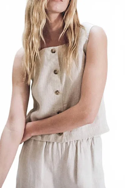 A.ren Emerie Square Neck Top In Beige In White