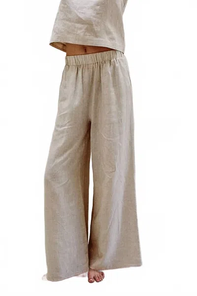 A.ren Emerie Wide Leg Pants In Linen In White