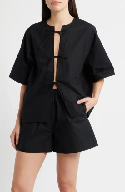 A.ren Evadne Tie Front Top In Black