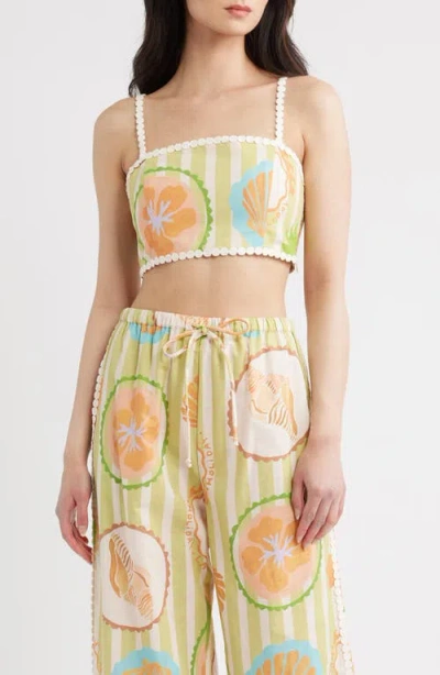 A.ren Fiorella Linen & Cotton Bandeau Top In Multi