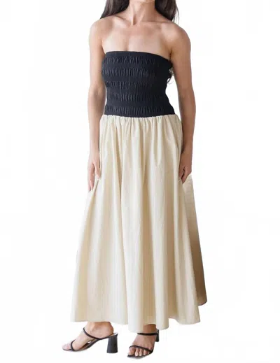 A.ren Giselle Bandeau Midi Dress In Black Beige In Neutral