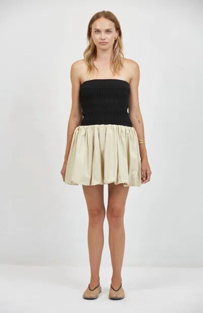 A.ren Giselle Bubble Bandeau Mini Dress In Black