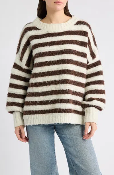 A.ren Hartford Striped Crewneck Sweater In Brown