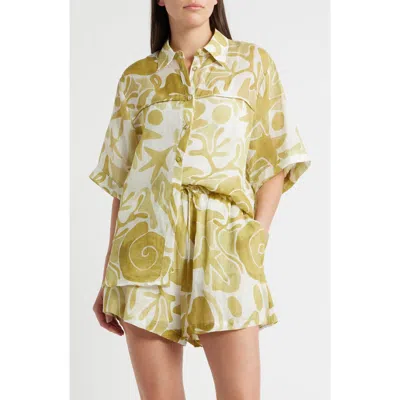 A.ren Irisa Print Short Sleeve Shirt In Yellow