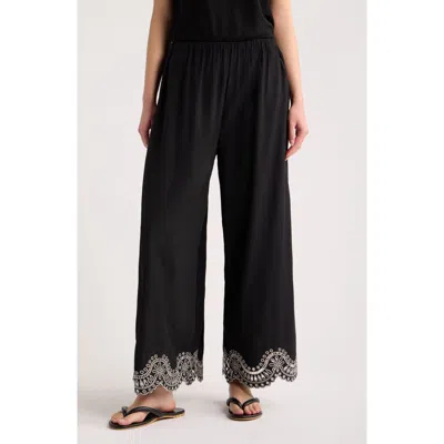 A.ren Isaly Embroidered Wide Leg Pants In Black