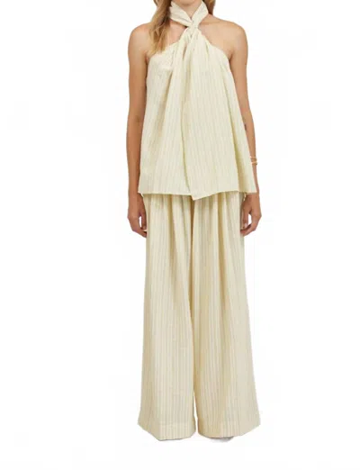 A.ren Isla Relaxed Pants In Wide Stripes Coffee + Cream In Neutral