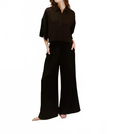A.ren Liliana Button Down Top In Black In Brown