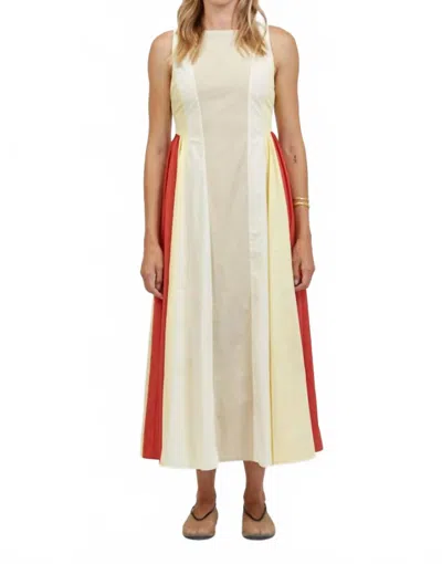 A.ren Linnea Sleeveless Midi Dress In Taupe/red In Multi