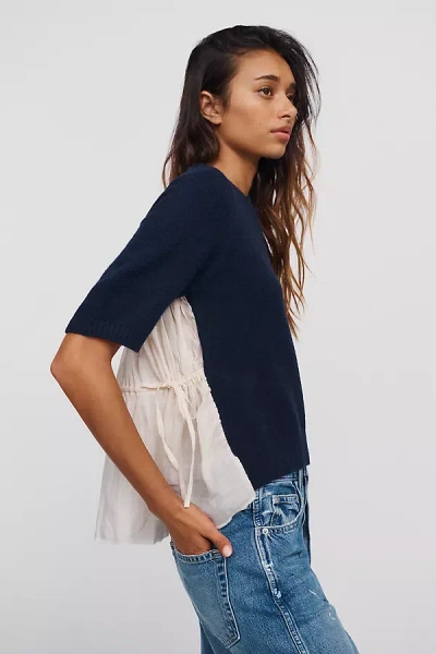 A.ren Liora Short Sleeve Sweater In Blue