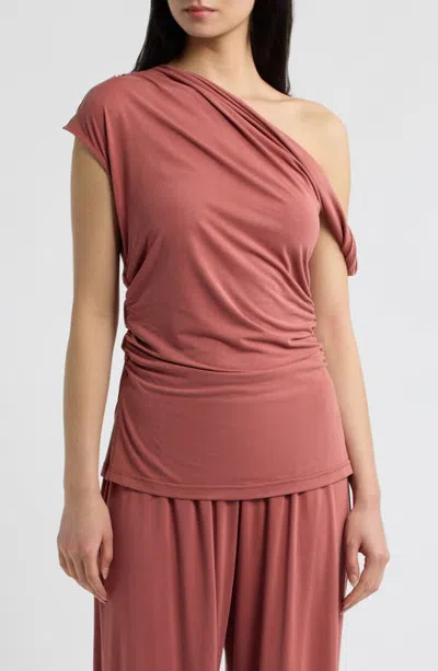 A.ren Luci Ruched One-shoulder Top In Pink