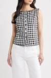 A.ren Maelle Gingham Button-up Top In Multi