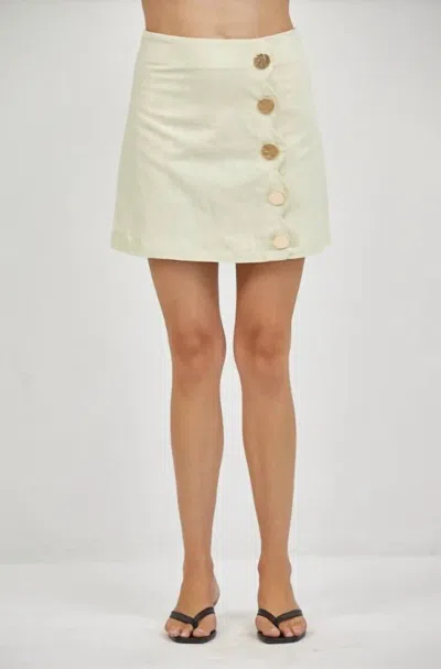 A.ren Mod Buttoned Skirt In Pale Yellow In White