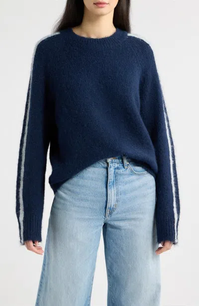 A.ren Noemie Side Stripe Sweater In Blue