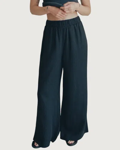A.ren Nolan Linen Wide Leg Pants In Black In Green