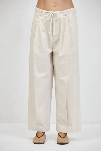 A.ren Novel Relaxed Fit Drawstring Pants In Natural In White