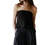 A.ren Palmer Strapless Linen Top In Black In Black